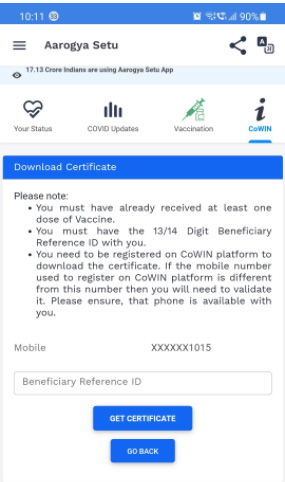 Download Vaccination Certificate
