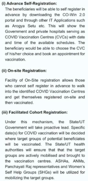 type of Covid Vaccine Registration