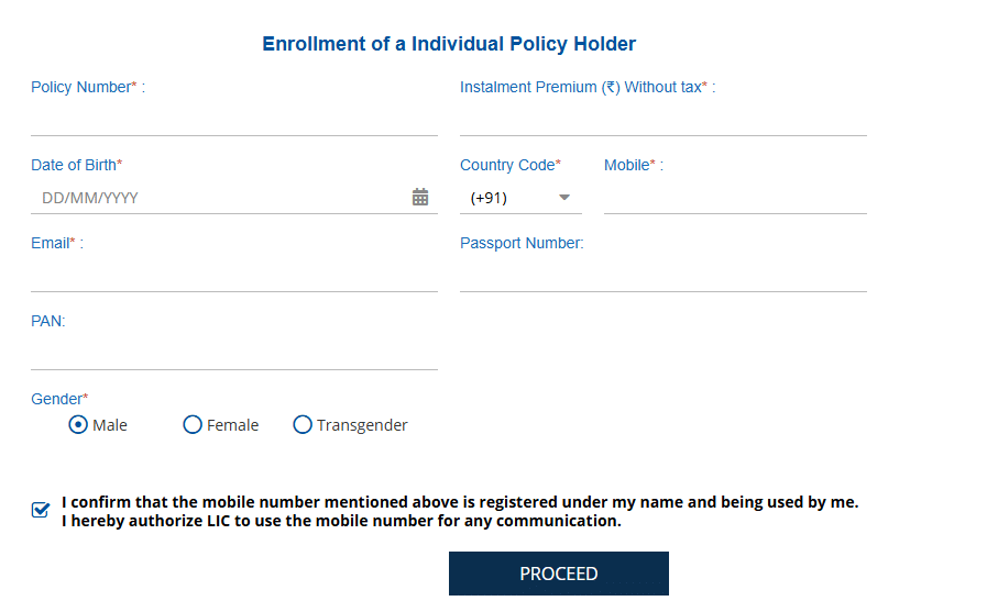 LIC Policy Status Online Check for a new user